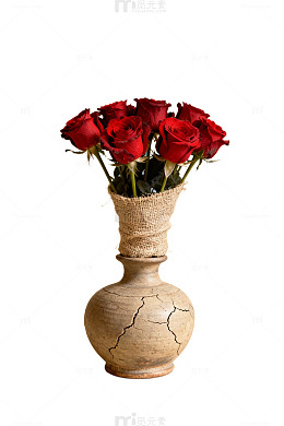 复古花瓶红玫瑰装饰摄影