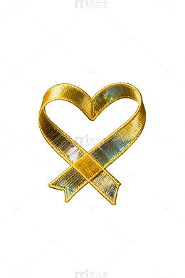 金色心形丝带爱心标志