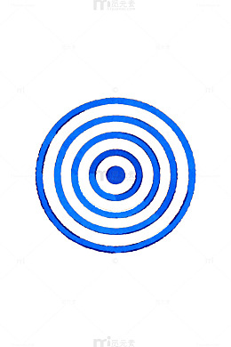 橙蓝同心圆抽象画