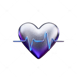 金属心形心电图图标设计