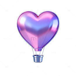 心形热气球梦幻创意插画