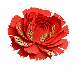 红色玫瑰花剪纸艺术