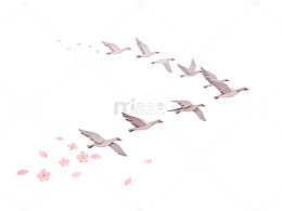 粉色背景飞鸟艺术构图