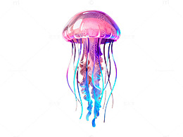 炫彩水母数字艺术插画