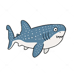 手绘卡通海洋生物鲸鲨元素