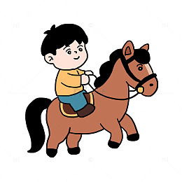 运动骑马手绘卡通元素