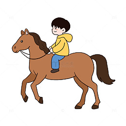 小朋友骑马手绘卡通元素