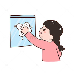 大扫除搞卫生擦窗户免抠元素