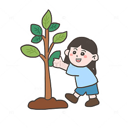 春天种植植树手绘元素