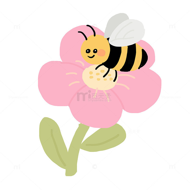 春天蜜蜂花朵免抠元素