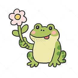 青蛙春天动物赏花免抠元素