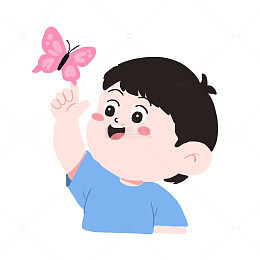 小朋友春游捉蝴蝶免抠元素