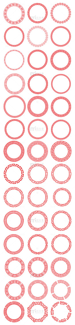 圆形回形纹边框元素
