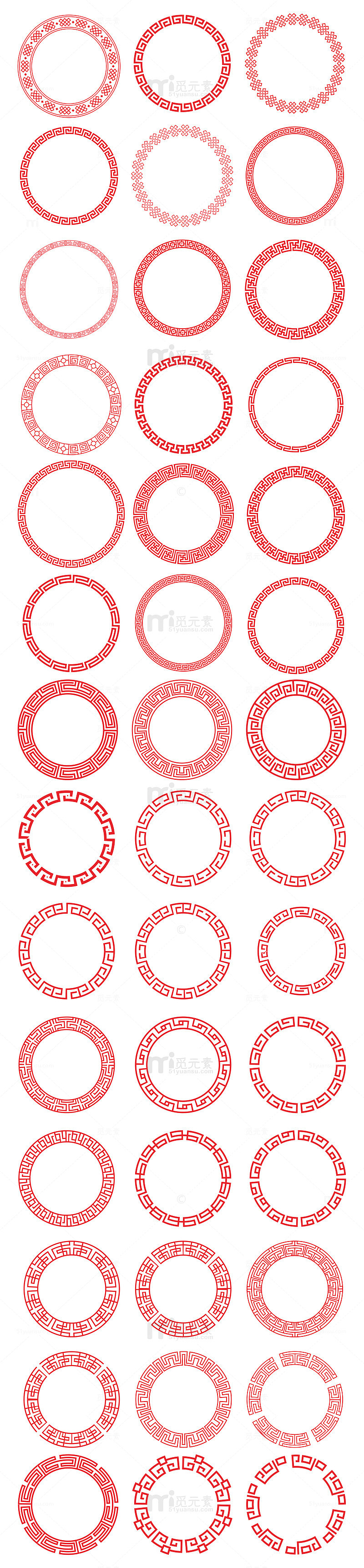 圆形回形纹边框元素