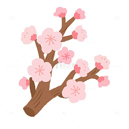 春天樱花花枝开花免抠元素