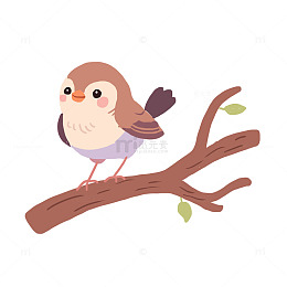 春天树枝小鸟元素