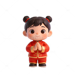 可爱卡通新年拜年娃娃手办模型