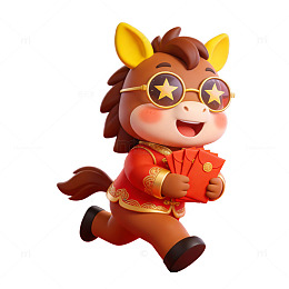 卡通马年新年喜庆形象设计