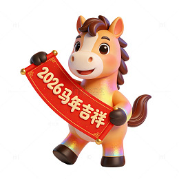 卡通马年吉祥祝福图