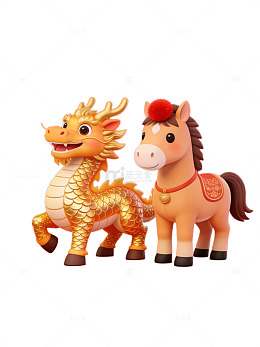 2026年贺春新年过年马年卡通龙马-01