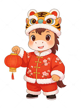 2026年贺春新年过年马年卡通马提灯笼