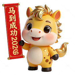 卡通马成功祝福动画素材