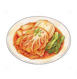 韩风美食辣白菜插画