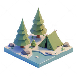 卡通风露营场景设计素材