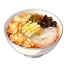 手绘螺蛳粉美食插画素材