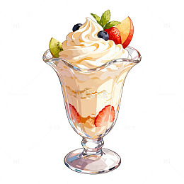 美味水果奶油冰淇淋插画