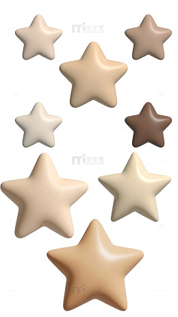 简约 3D 立体星星柔和光影莫兰迪色系