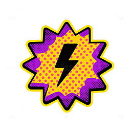 闪电图案卡通风格贴纸
