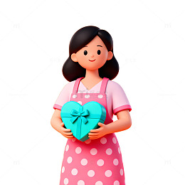 可爱卡通女性礼品插画