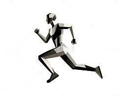 几何风格跑步者插画素材