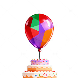 彩绘气球蛋糕庆祝图