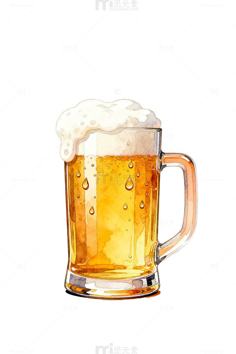 手绘啤酒杯插画设计素材