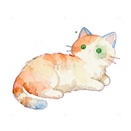 水彩猫儿温馨图