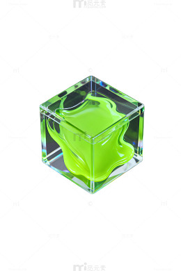 玻璃方块绿液艺术图案