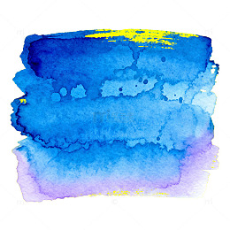 蓝黄水彩抽象画