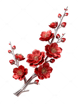 红色梅花饰品艺术照