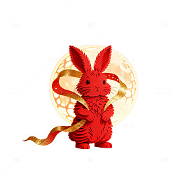 红色兔子剪纸灯影艺术