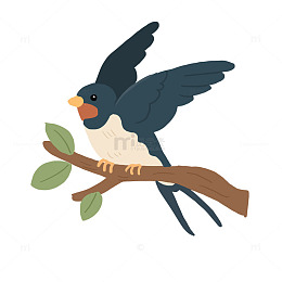 春季动物燕子树枝元素