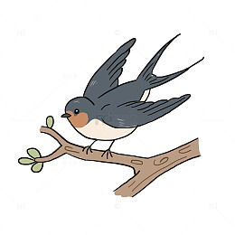 春季动物燕子树枝免抠元素