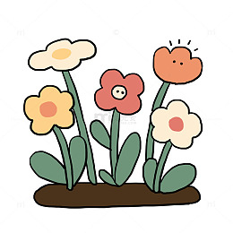 手绘卡通春天植物花丛免抠元素