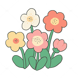 手绘卡通春天花丛植物免抠元素