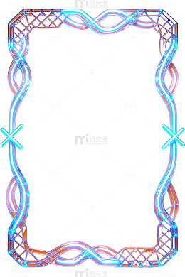 蓝色霓虹边框设计素材