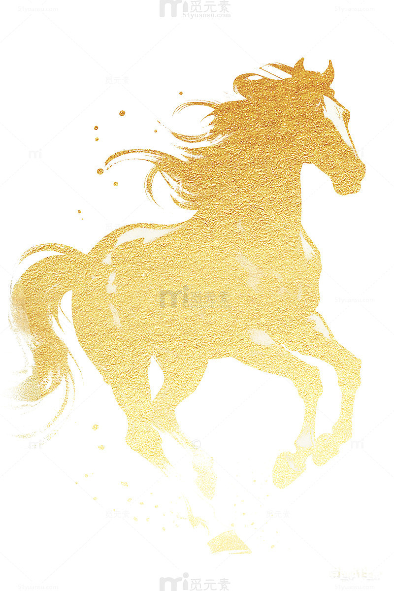 金色骏马艺术画作