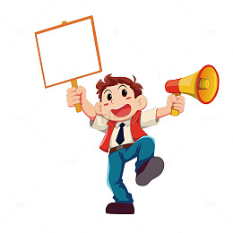 卡通人物收据空白牌子手持喇叭
