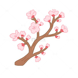 春季花枝开花元素