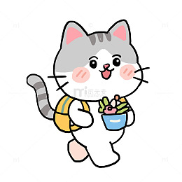 春天动物小猫春游免抠元素